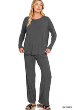 ROUND NECK OVERSIZED LONG SLEEVE TOP & PANTS SET - BLACK, CHOCOLATE OR DARK GRAY