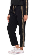 Ariella Straight Leg Pant W/ Snake Detail In Scuba - Black W/ Brown