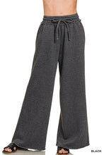 ACID WASH FLEECE PALAZZO SWEATPANTS WITH POCKETS - ASSORTED COLORS
