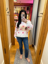 Lovely Heart Sweater Top - Off White/Pink