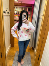 Lovely Heart Sweater Top - Off White/Pink