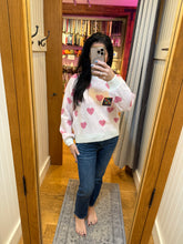 Lovely Heart Sweater Top - Off White/Pink