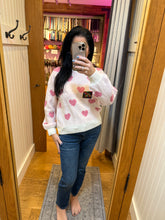 Lovely Heart Sweater Top - Off White/Pink