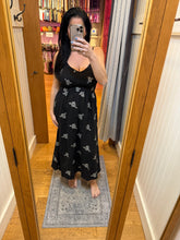 Floral Embroidered Smocked Dress - Black