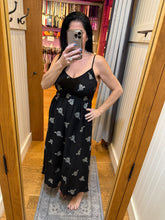 Floral Embroidered Smocked Dress - Black