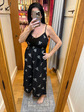 Floral Embroidered Smocked Dress - Black