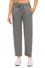 Ariella Straight Leg Pant W/ Pleather Detail In Scuba - Grey W/ Snake Trim