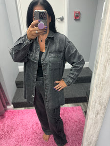 Vintage Havana Black Long Tencel Shirting