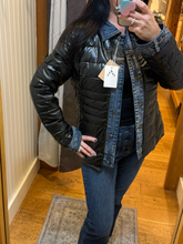 Kenza Metallic Bi-Material Jean Jacket - Black