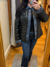 Kenza Metallic Bi-Material Jean Jacket - Black