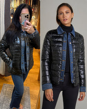 Kenza Metallic Bi-Material Jean Jacket - Black