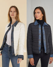 Kenza Two-Material Denim Puffer Jacket - Black or White