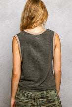 POL V neck fitted fit sleeveless top in rib with color contrast