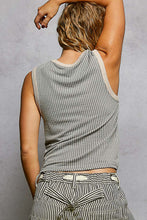 POL V neck fitted fit sleeveless top in rib with color contrast