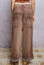 POL high rise wide leg pants in french terry - Choco