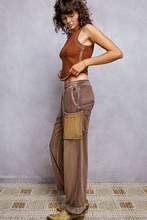 POL high rise wide leg pants in french terry - Choco