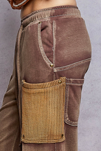 POL high rise wide leg pants in french terry - Choco