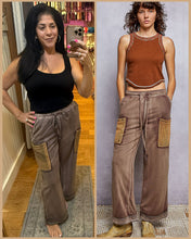 POL high rise wide leg pants in french terry - Choco