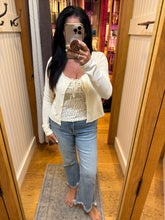 Floral Cami And Ribbed Cardigan Set - Ivory or Light Grey