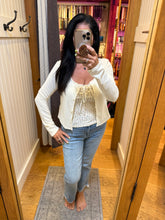 Floral Cami And Ribbed Cardigan Set - Ivory or Light Grey