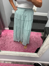 Casual Pull On Elastic Waist Tiered Maxi Skirt - Misty Blue Or Olive