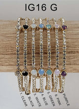 Stackable Opal/Clear Stone with Gold Metal Bracelet - Assorted Colors
