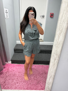 Ruffle Romper - Charcoal