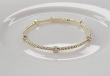 Stackable Opal/Clear Stone with Gold Metal Bracelet - Assorted Colors