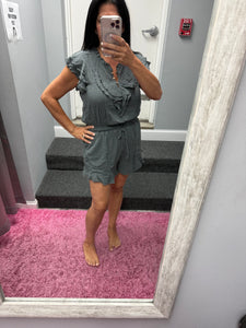 Ruffle Romper - Charcoal