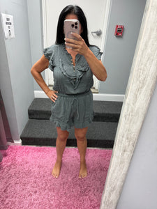 Ruffle Romper - Charcoal