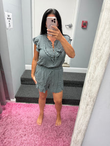 Ruffle Romper - Charcoal