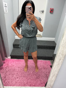 Ruffle Romper - Charcoal