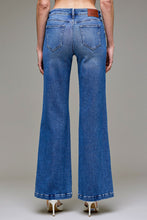 Hidden Dark Wash Pintuck Mid Rise Comfort Flare