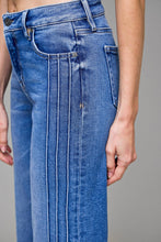 Hidden Dark Wash Pintuck Mid Rise Comfort Flare