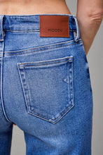 Hidden Dark Wash Pintuck Mid Rise Comfort Flare