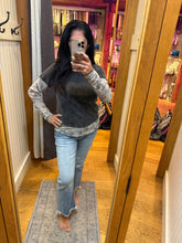 CAMOUFLAGE PRINT MIX LAYERED LOOK PULL OVER - BLACK/CREAM OR BROWN COMBO