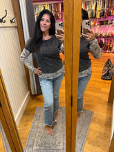 CAMOUFLAGE PRINT MIX LAYERED LOOK PULL OVER - BLACK/CREAM OR BROWN COMBO