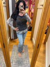 CAMOUFLAGE PRINT MIX LAYERED LOOK PULL OVER - BLACK/CREAM OR BROWN COMBO