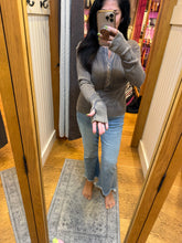 MINERAL WASHED HENLEY NECK THERMAL TOP - CHARCOAL