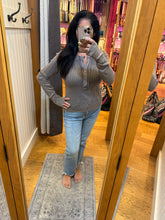 MINERAL WASHED HENLEY NECK THERMAL TOP - CHARCOAL