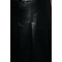 Mid Waist Pleated Faux Leather Mini Skort with Lining - Black