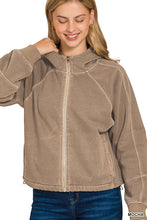 FLEECE PIGMENT DYE ZIP UP HOODIE W POCKETS - ASSORTED COLORS
