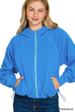 FLEECE PIGMENT DYE ZIP UP HOODIE W POCKETS - ASSORTED COLORS