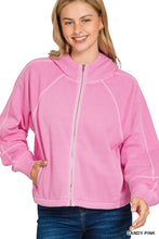 FLEECE PIGMENT DYE ZIP UP HOODIE W POCKETS - ASSORTED COLORS