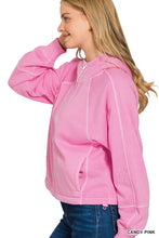 FLEECE PIGMENT DYE ZIP UP HOODIE W POCKETS - ASSORTED COLORS