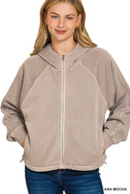 FLEECE PIGMENT DYE ZIP UP HOODIE W POCKETS - ASSORTED COLORS