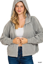 FLEECE PIGMENT DYE ZIP UP HOODIE W POCKETS - ASSORTED COLORS
