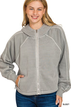 FLEECE PIGMENT DYE ZIP UP HOODIE W POCKETS - ASSORTED COLORS