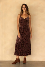 Dark Plum Floral Velvet Maxi Slip Dress