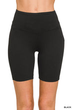 BRUSHED MICROFIBER WIDE WAISTBAND BIKER SHORTS BLACK OR SAND BEIGE
